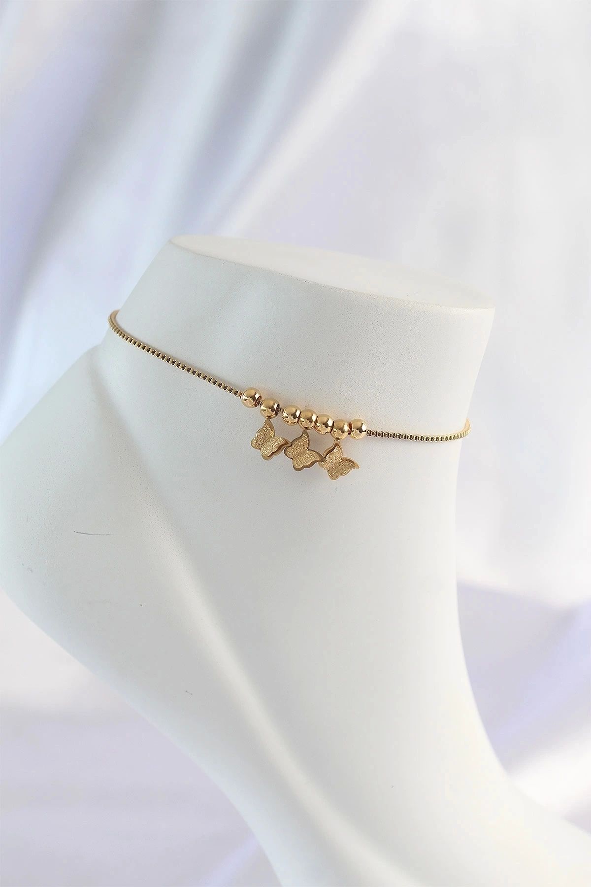 STOREMAX 316L Çelik Gold Renk Minimal Kelebek Tasarımlı Halhal