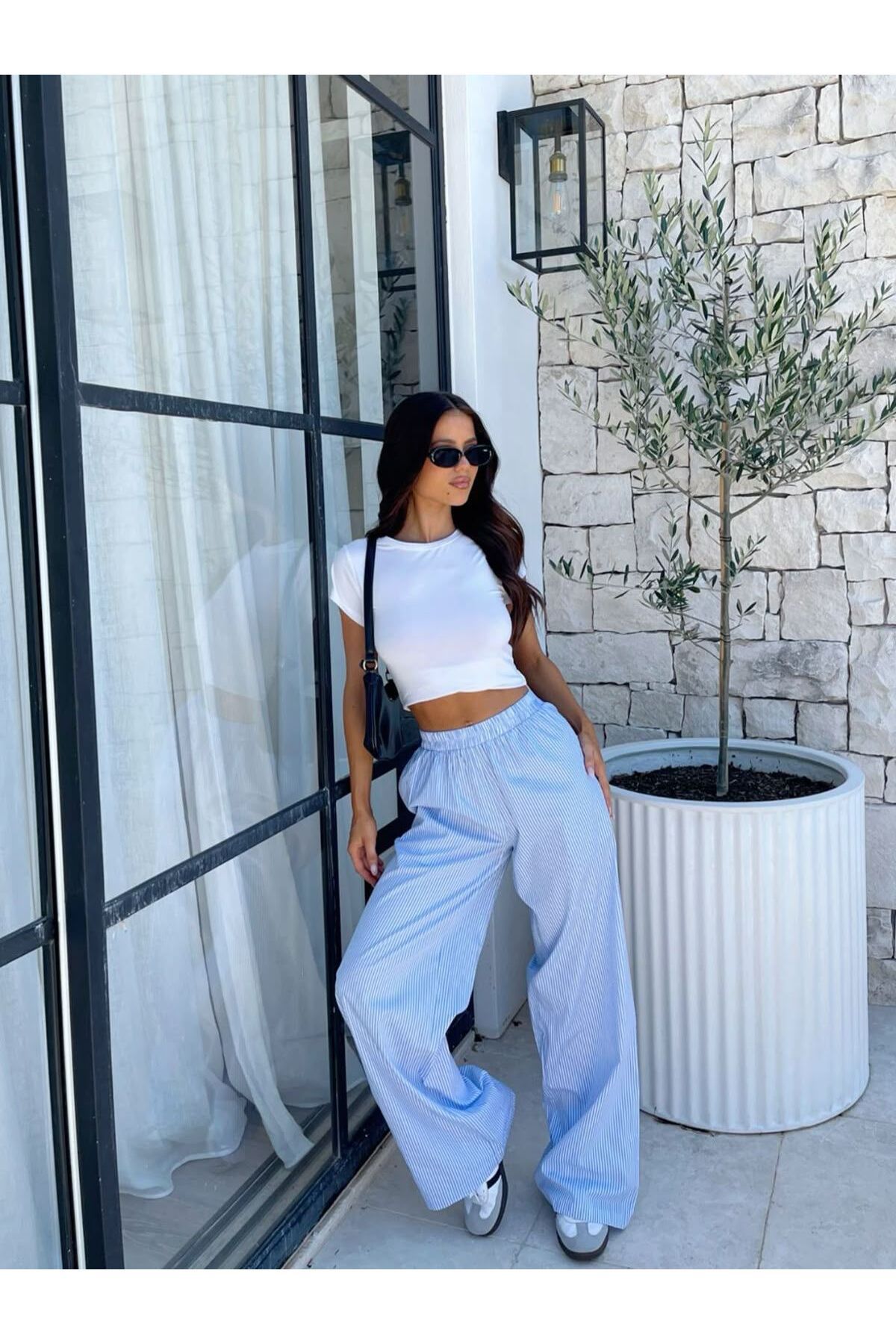 thesunfyre KADIN Bisiklet Yaka Kısa Kol Basic vücuda oturan Crop T-shirt