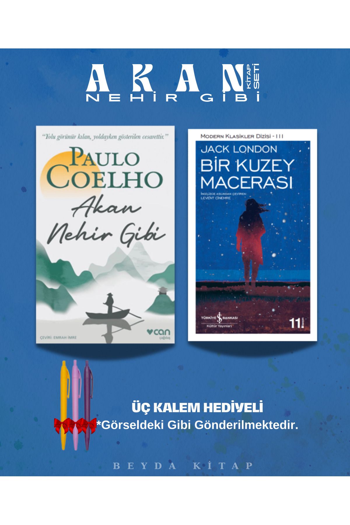 TÜRKİYE İŞ BANKASI KÜLTÜR YAYINLARI Akan Nehir Gibi - Bir Kuzey Macerası - Paulo Coelho - Kalem Hediyeli - Kitap Seti