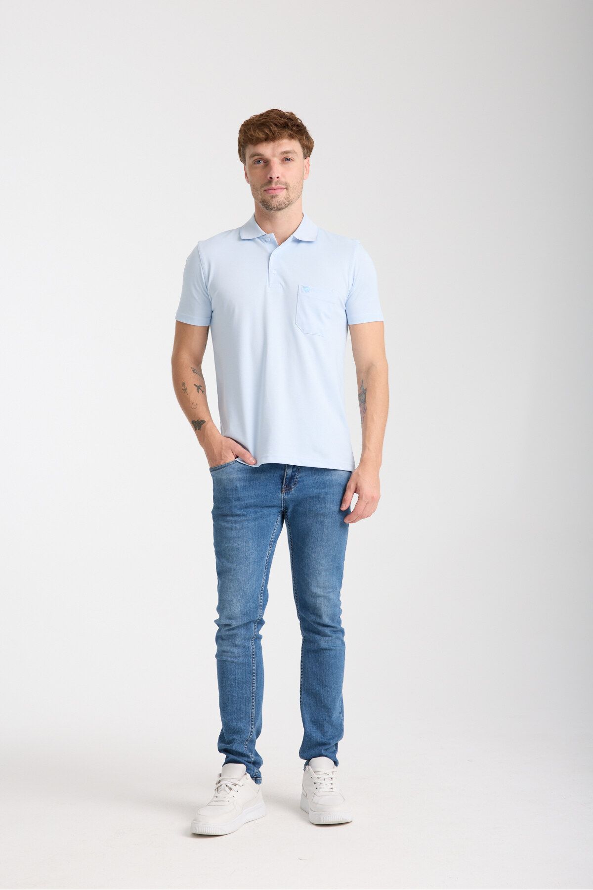 LFC Erkek Regular Fit %80 Pamuklu %20 Polyester Yumuşak Doku Mavi Polo Yaka Tişört