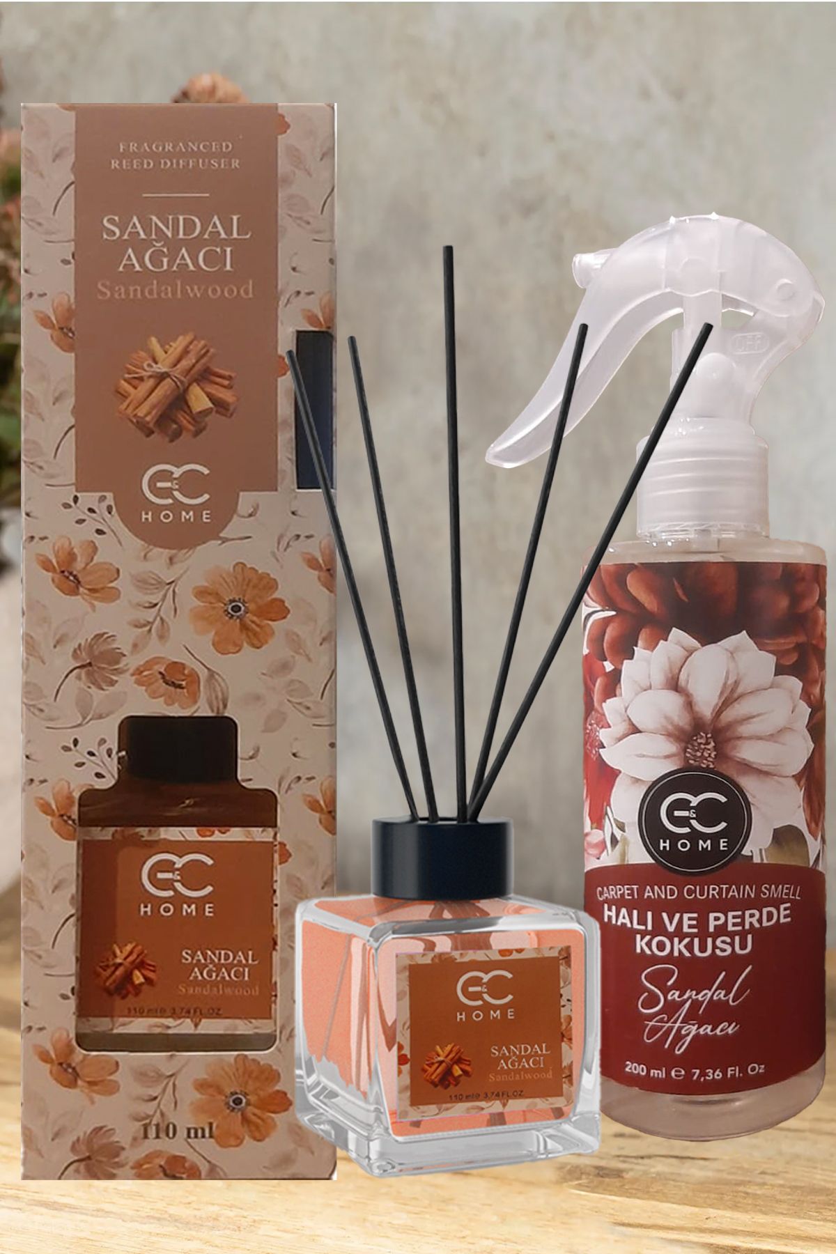 G&C HOME SANDAL AĞACI AROMALI Halı Perde Ve Koltuk Kokusu SPREY-BAMBU 2'Lİ SET