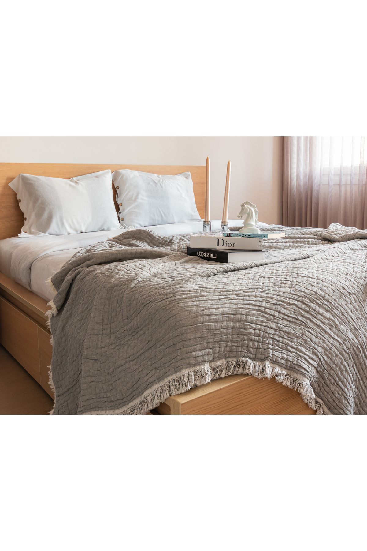 SPRINGANDBLUE Müslin Pike %100 Pamuk Çift Kişilik