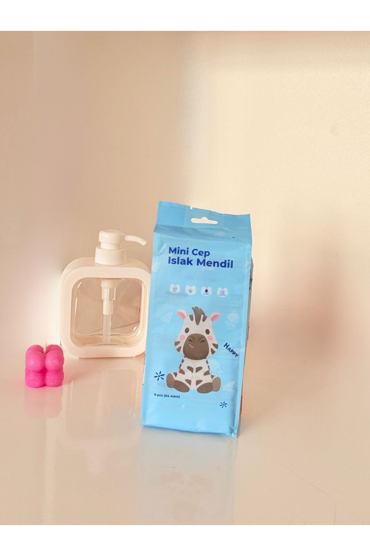 VANCL Sevimli 8' li Mini Islak Mendil | Cep ve Çanta Boyu | Çocuklar İçin Okula Uygun |ESSU91