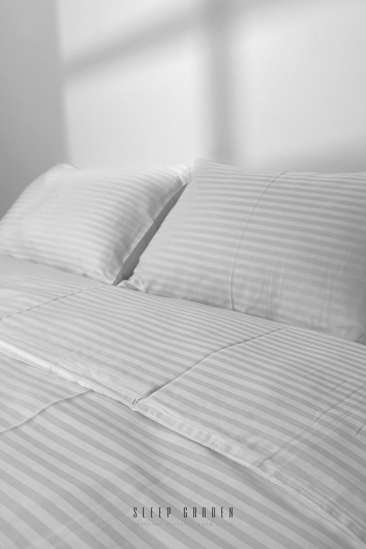 Sleep Garden Pamuklu Lastikli Beyaz Elegan Çift Kişilik Nevresim Takımı