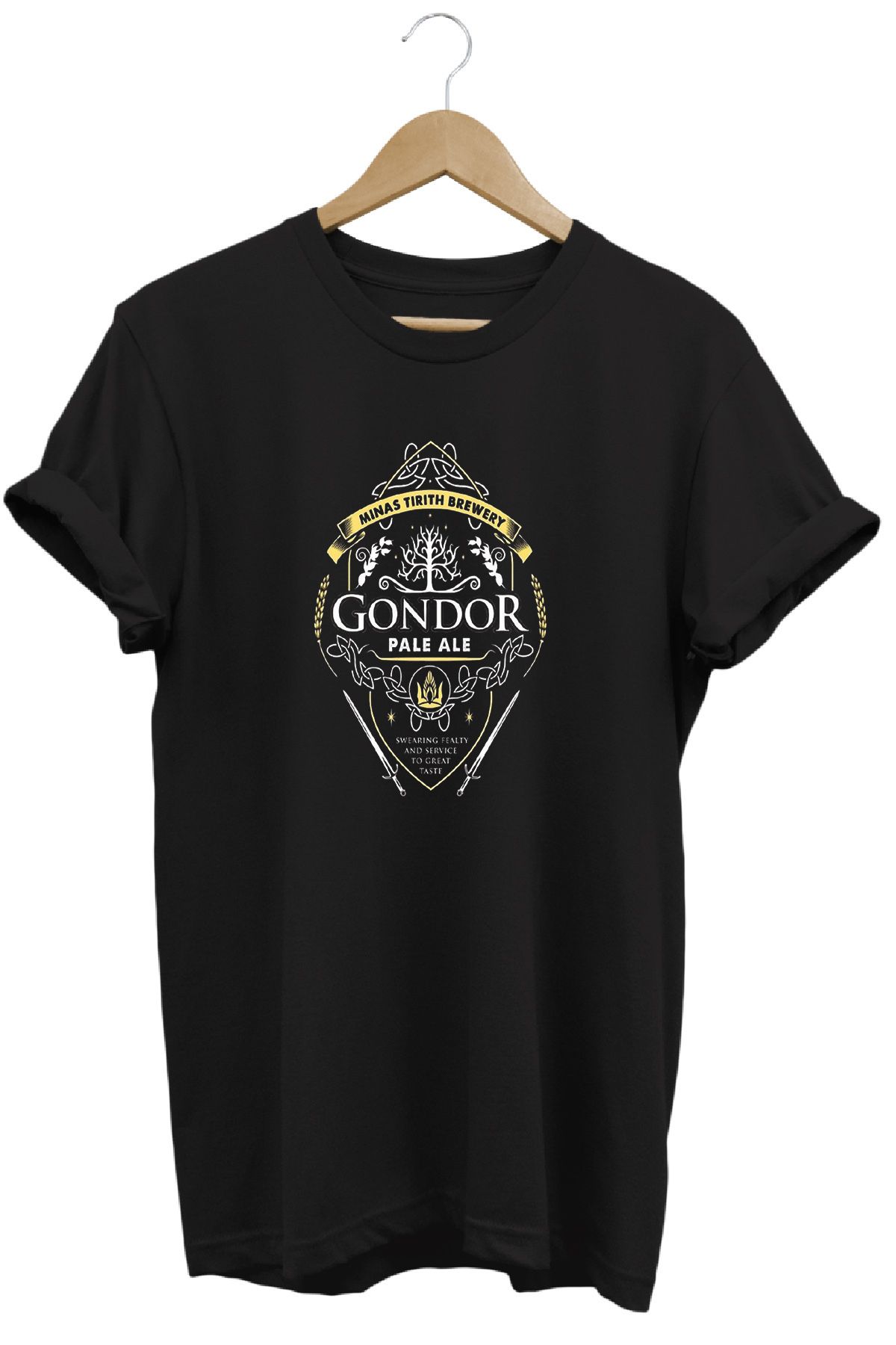 remonz Yüzüklerin Efendisi Gondor Ale Baskılı %100 Pamuk Regular Fit Bisiklet Yaka T-shirt