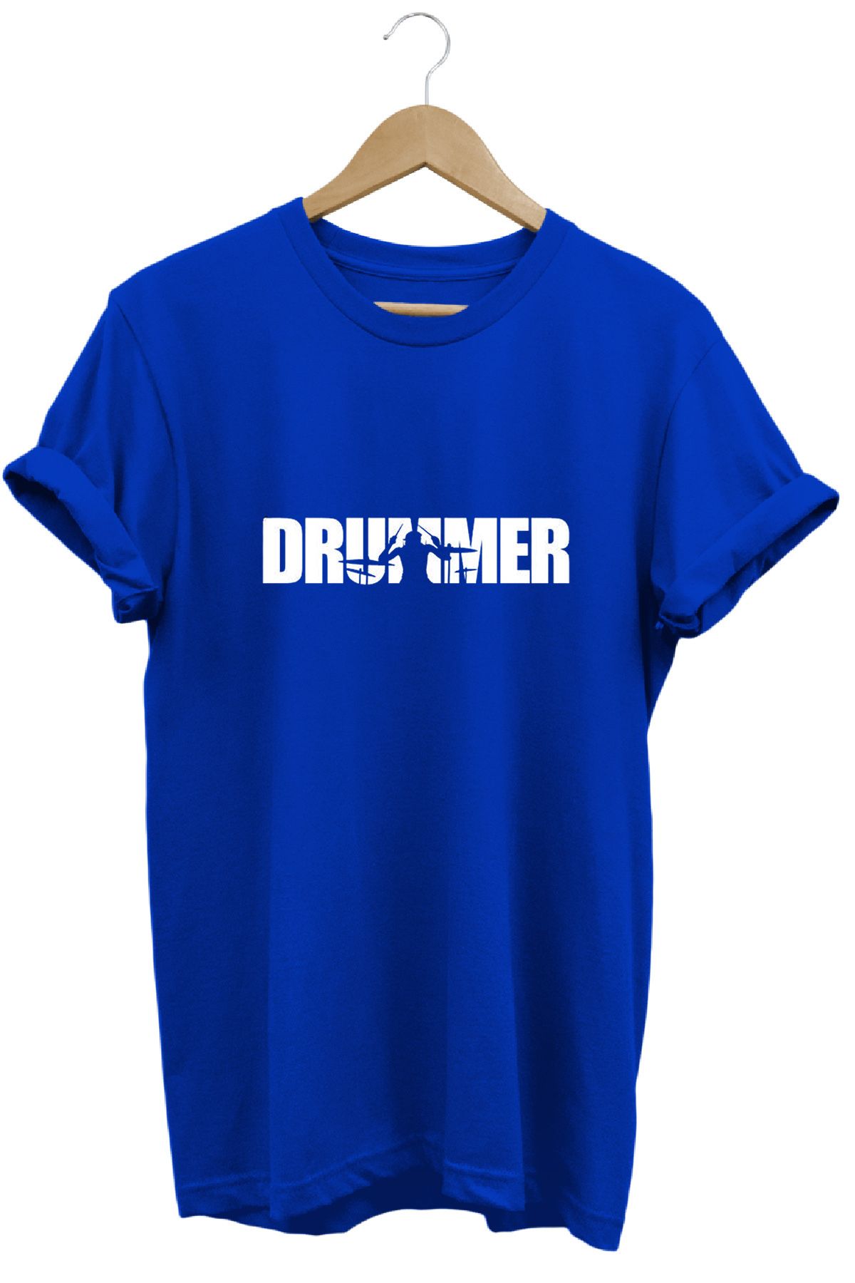 remonz Drummer Davulcu Baskılı %100 Pamuk Regular Fit Bisiklet Yaka T-shirt