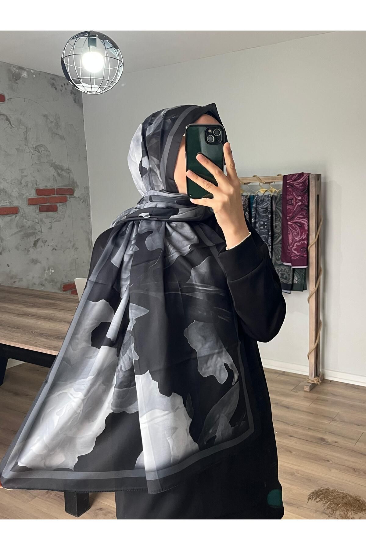 Merwiss Lotus Desen Soft Siyah Şal