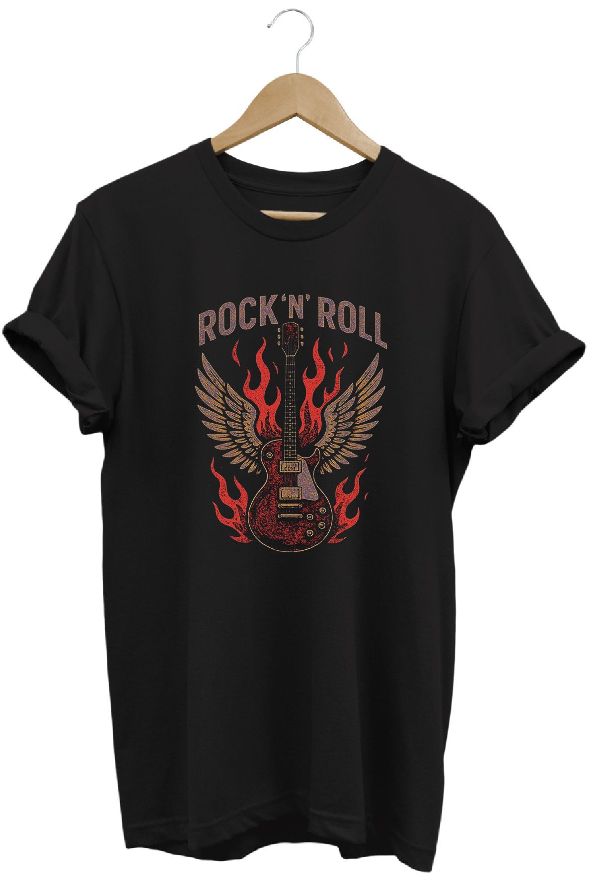 remonz Rock And Roll Baskılı %100 Pamuk Regular Fit Bisiklet Yaka T-shirt