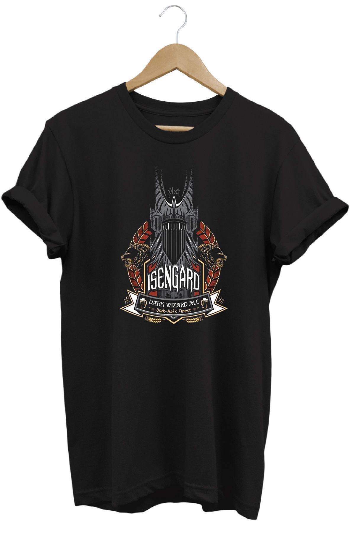 remonz Yüzüklerin Efendisi İsengard Ale Baskılı %100 Pamuk Regular Fit Bisiklet Yaka T-shirt