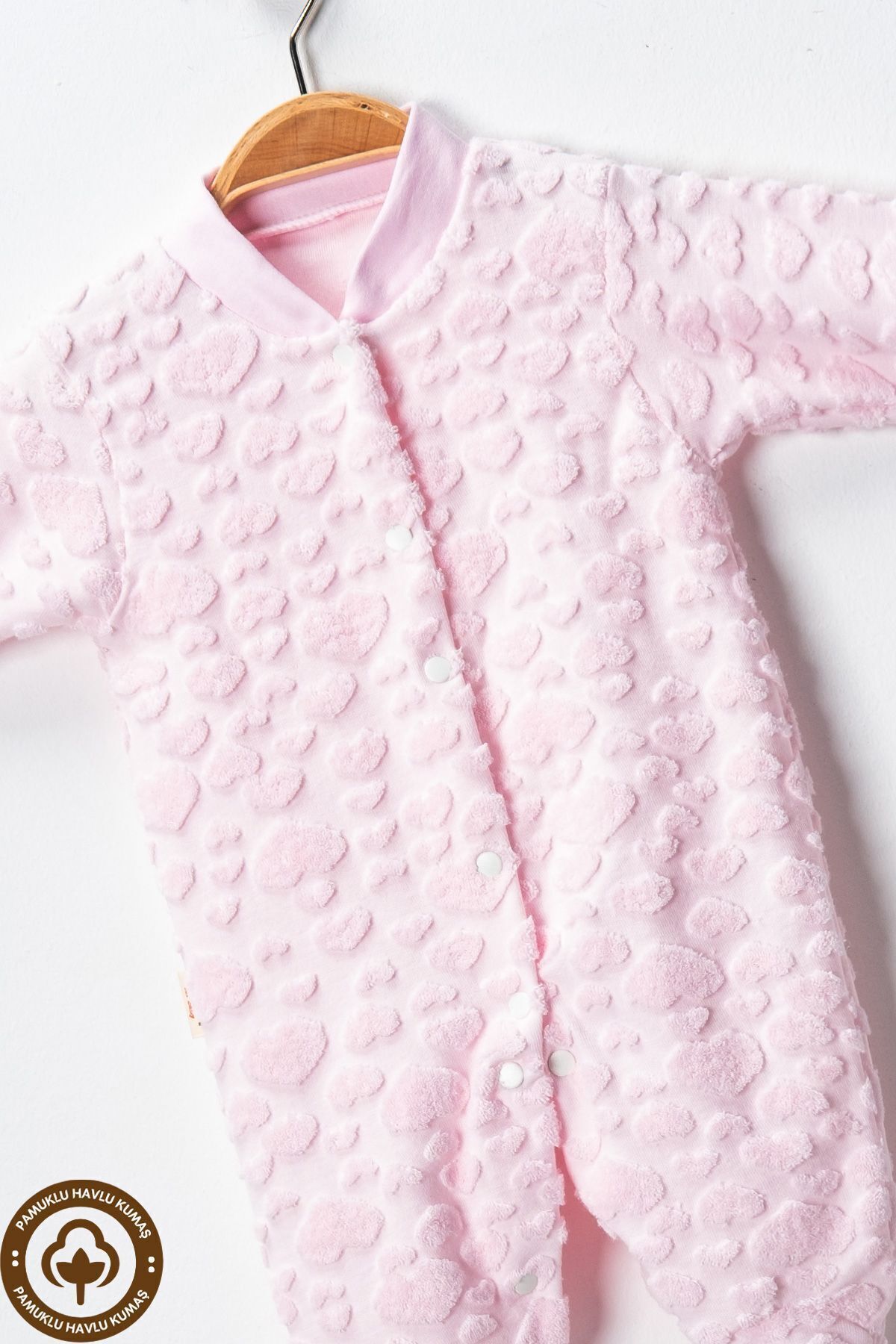 Miniel Unisex Bebek Desenli Havlu Kumaş 3-6-9 Ay Pamuklu Patikli Bebek Tulum fotoğrafı 2 (önizleme)