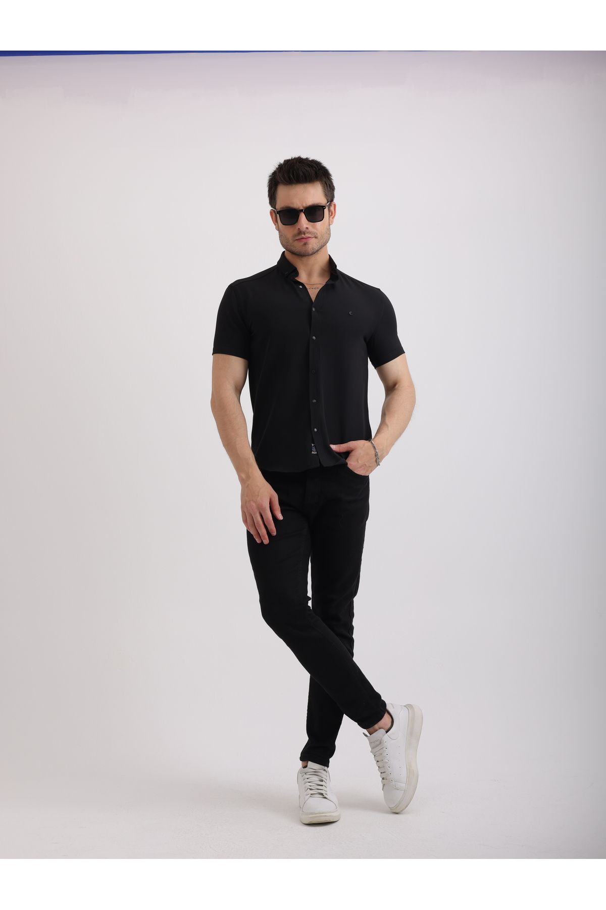 Sabe Erkek Slim Fit Siyah Likralı Örme Duble Kumaş