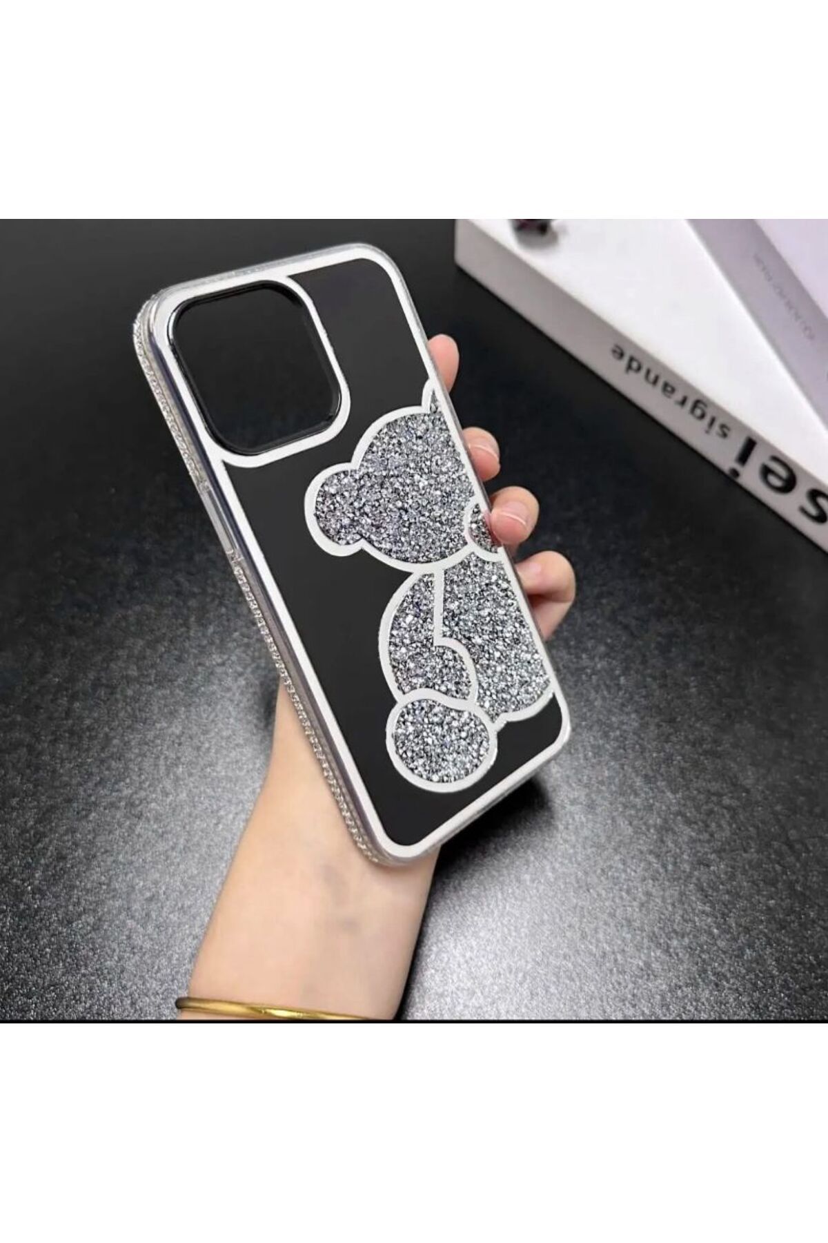 TeknoBA İphone 12-12 Pro Uyumlu Taşlı Ayıcıklı Premium Kılıf