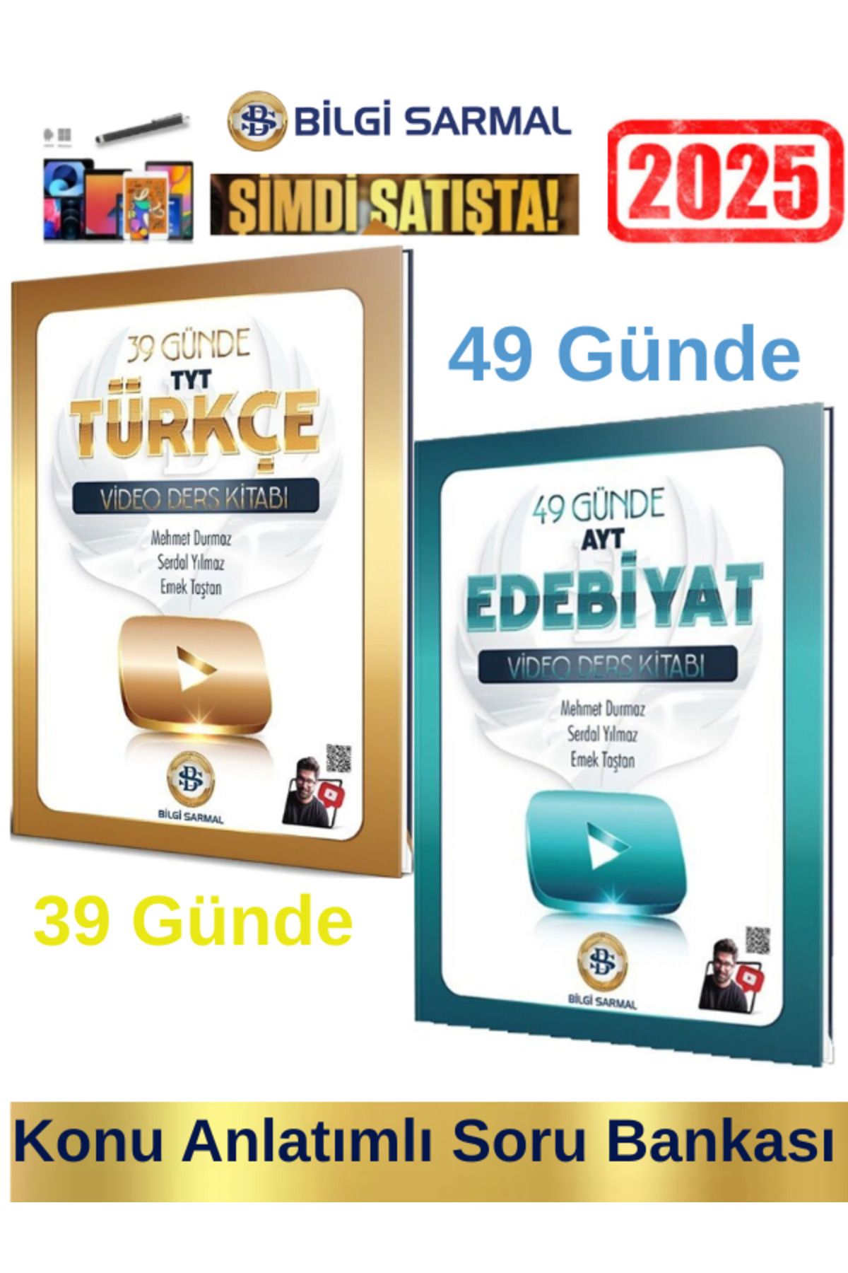 Bilgi Sarmal Yayınları 2025 39 Günde Tyt Türkçe+49 Günde Ayt Edebiyat Video Ders Kitabı+Android Kalem