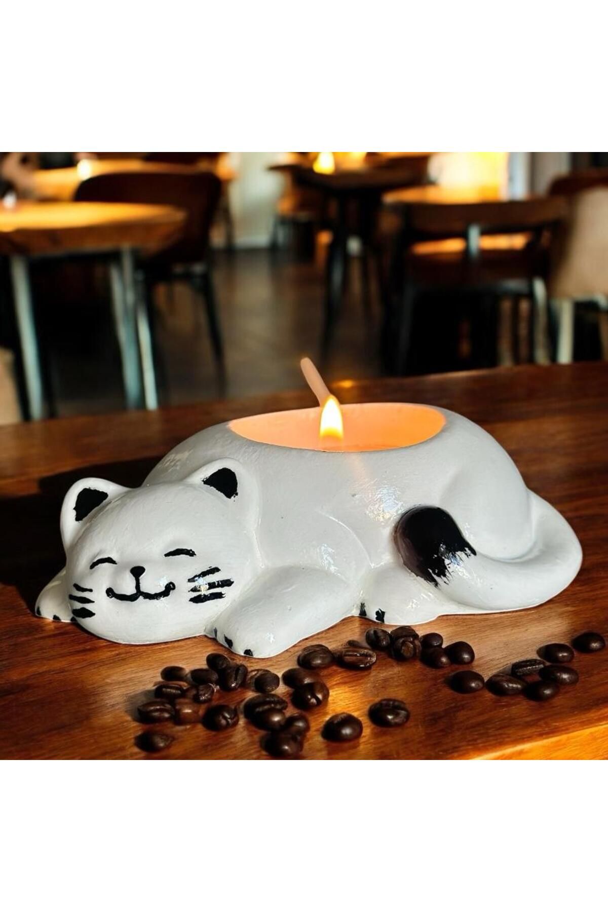 CHEMOOD Uyuklayan Kedi Tealight Mumluk