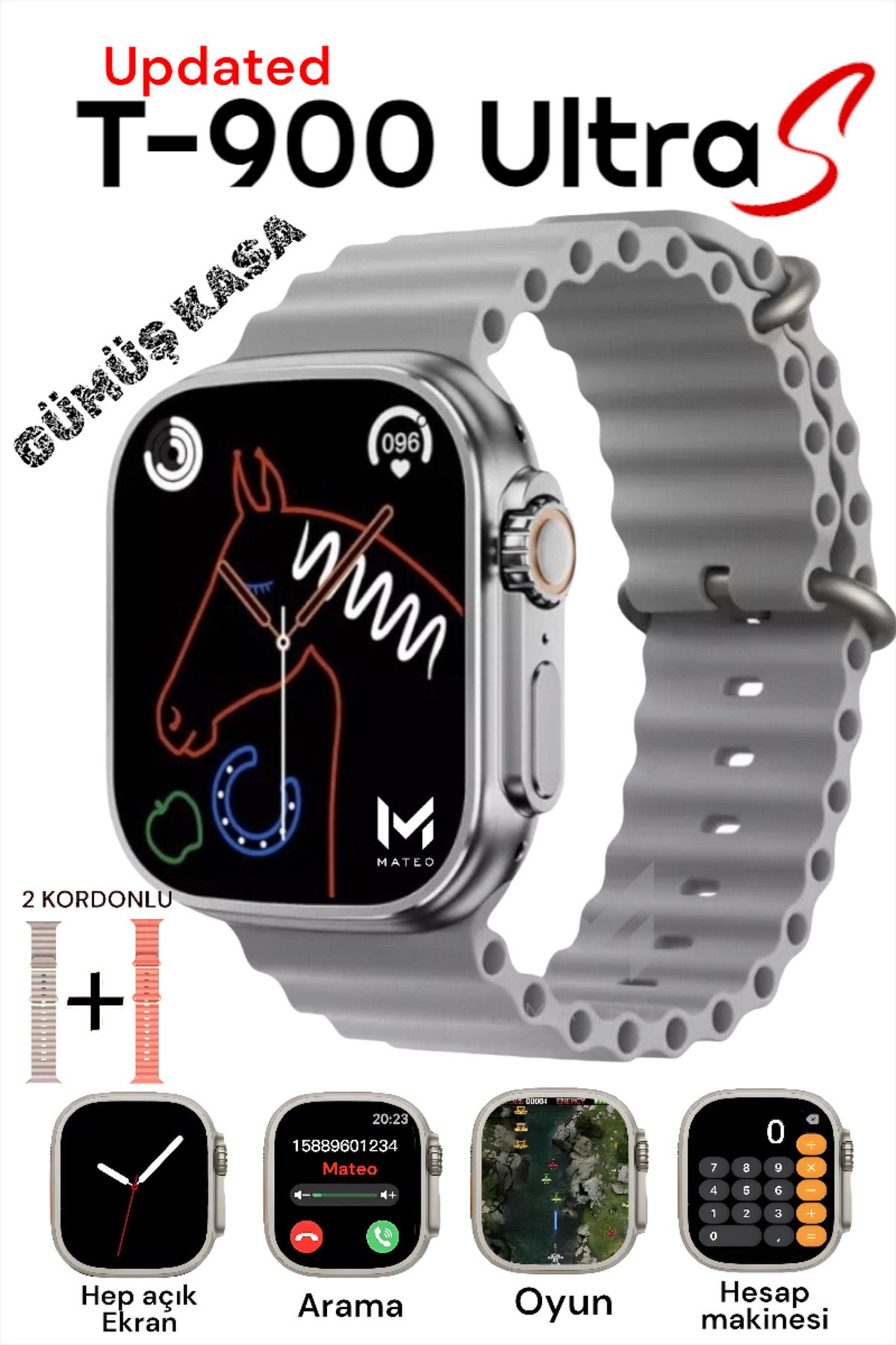 T900 ULTRA Akıllı Saat 49mm Bluetooth, Arama Özellikli, Sağlık Sensörlü, iOS & Android Uyumlu