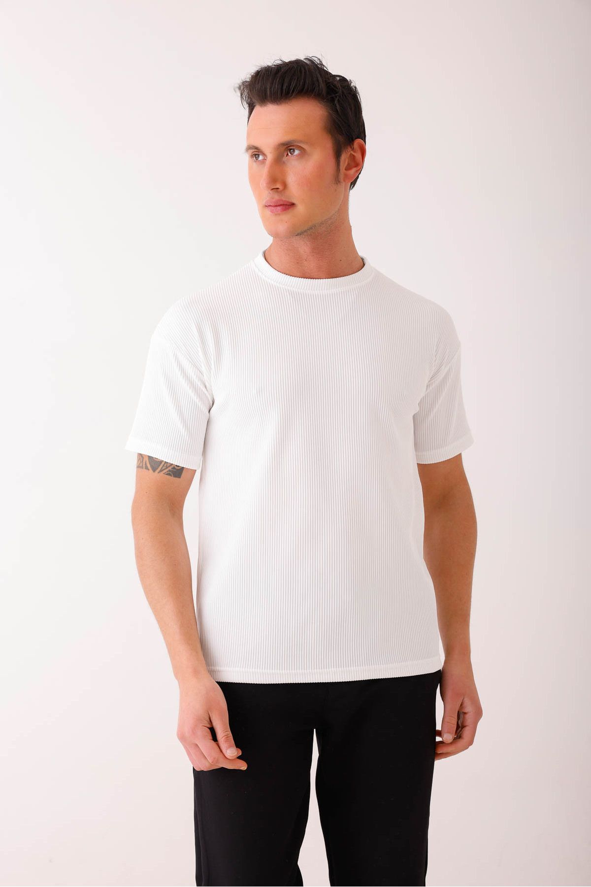 Decas SOLIS Slim Fit Basic Tişört - Beyaz