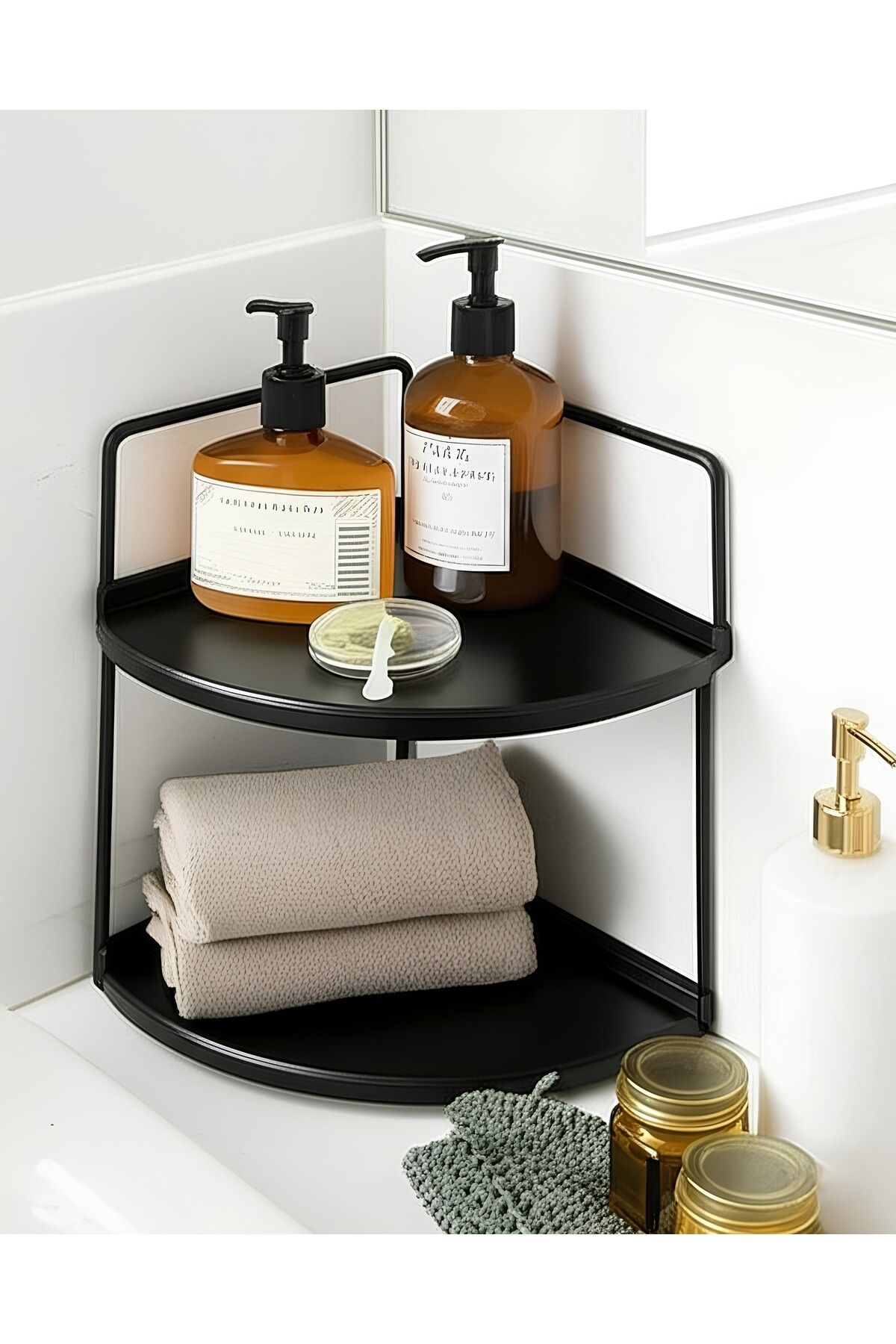 Okay Dekoratif Ahşap Organizer | Paslanmaz Çelik Organizer – Mutfak, Banyo, Salon, Çalışma Masası