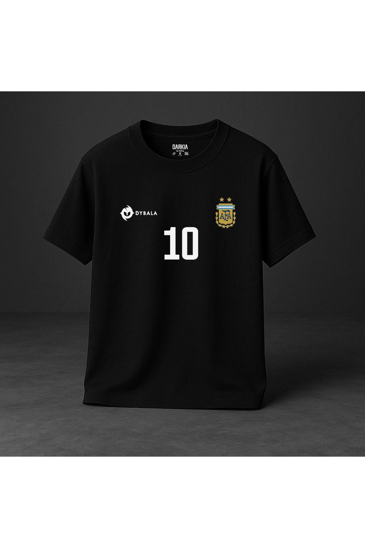 sielta Futbolcu Paulo Dybala Baskılı Bisiklet Yaka Çocuk Yetişkin Siyah Tişört T-shirt