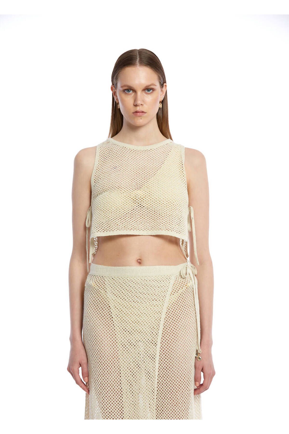 Knitss Bej Beachwear Triko Üst