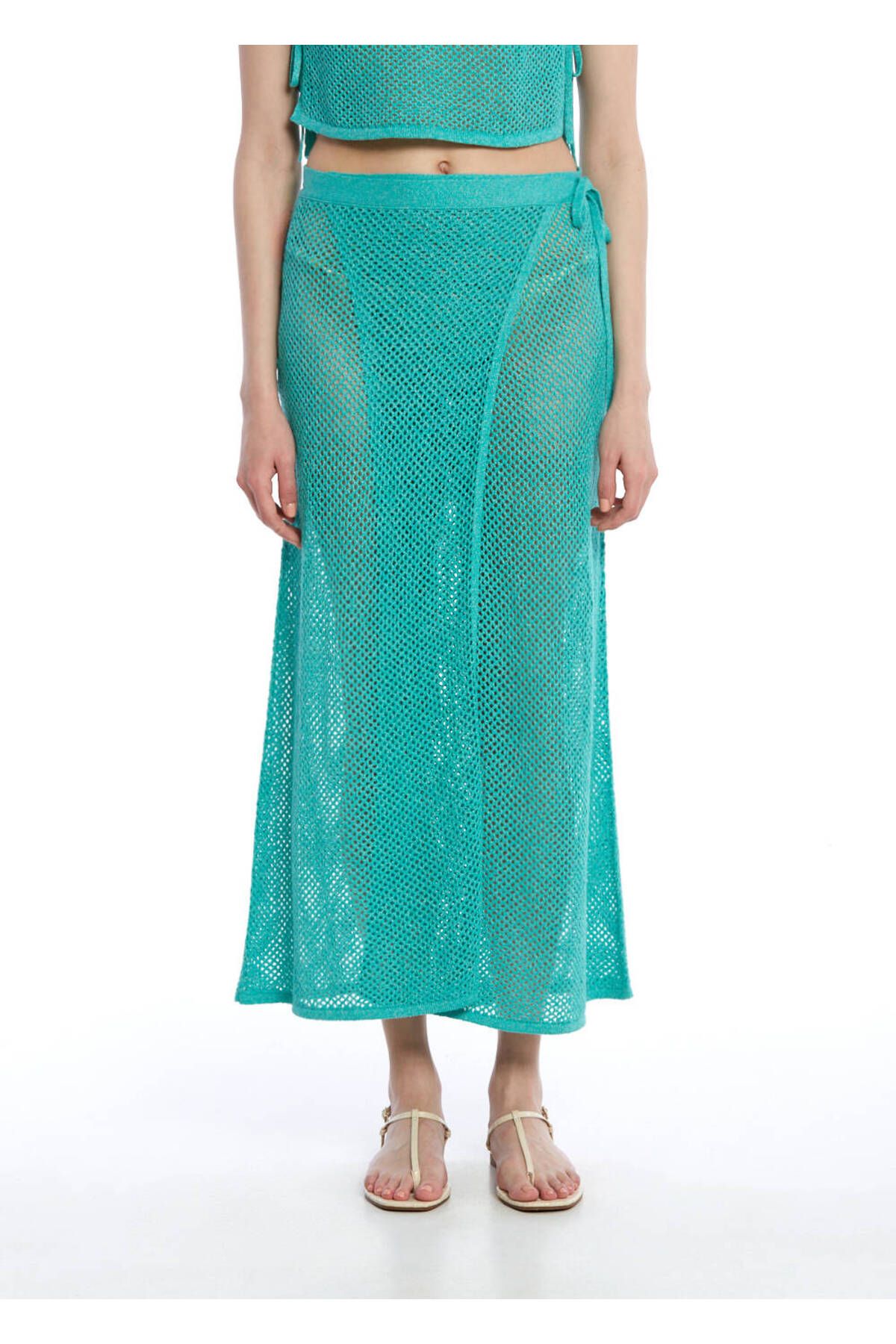 Knitss Mavi Beachwear Triko Etek