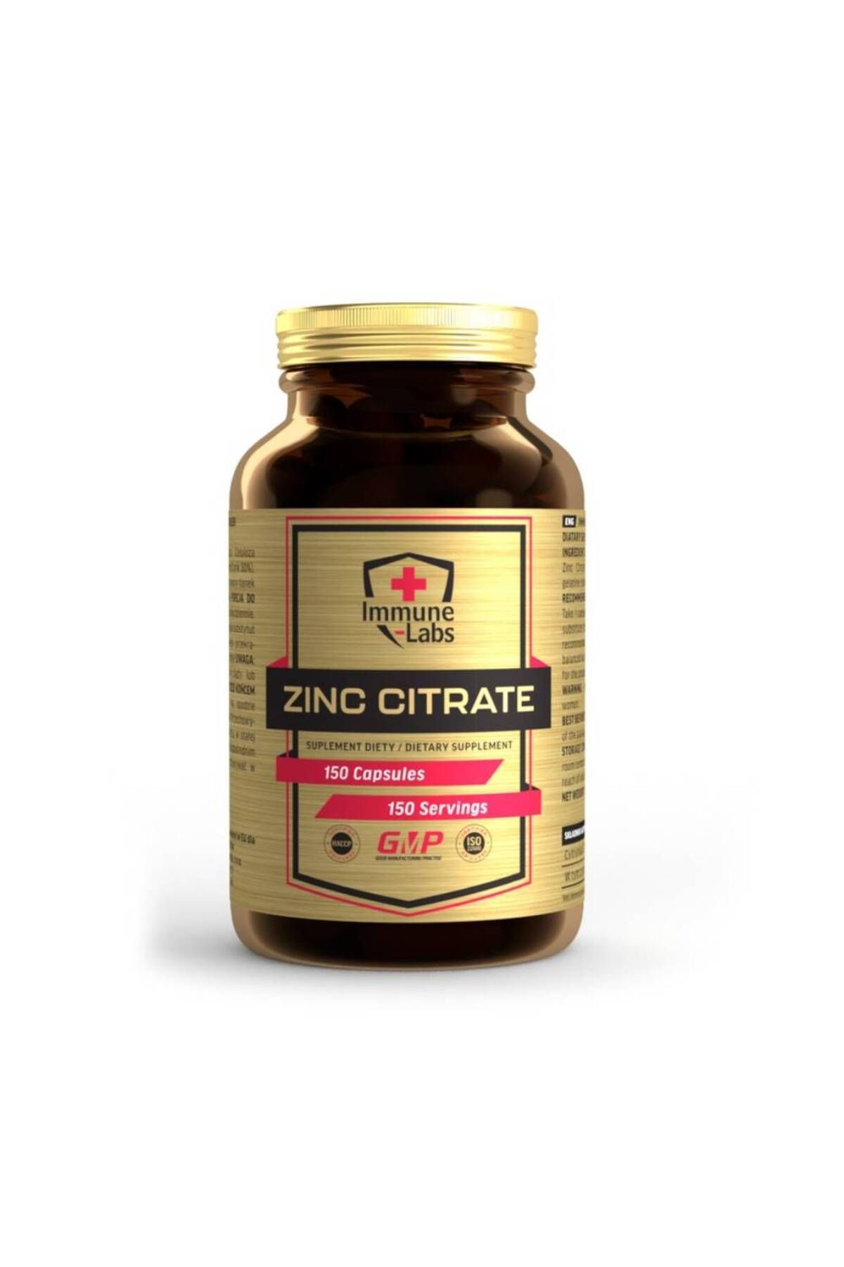 Immune Labs Citrat De Zinc, 150 Capsule, Immune Labs, Supliment Alimentar Pentru Sanatate - One Size