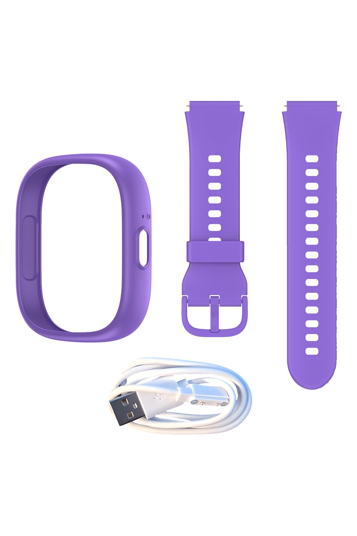 Wiky Watch 5 Plus Kasa Kordon Mor Set + Adaptör & Şarj Kablosu Renkli Koruma, Tam Donanım!