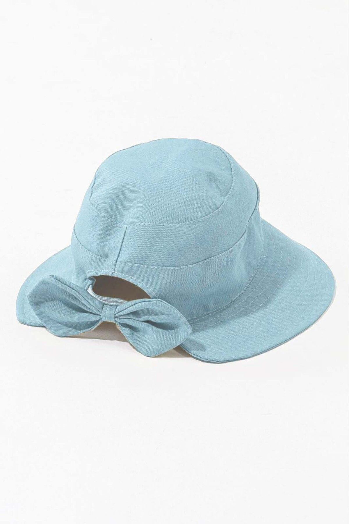 MYZİ STORE Fiyonk Detaylı Bucket Kadın Vizör Şapka (BEDEN AYARLI)
