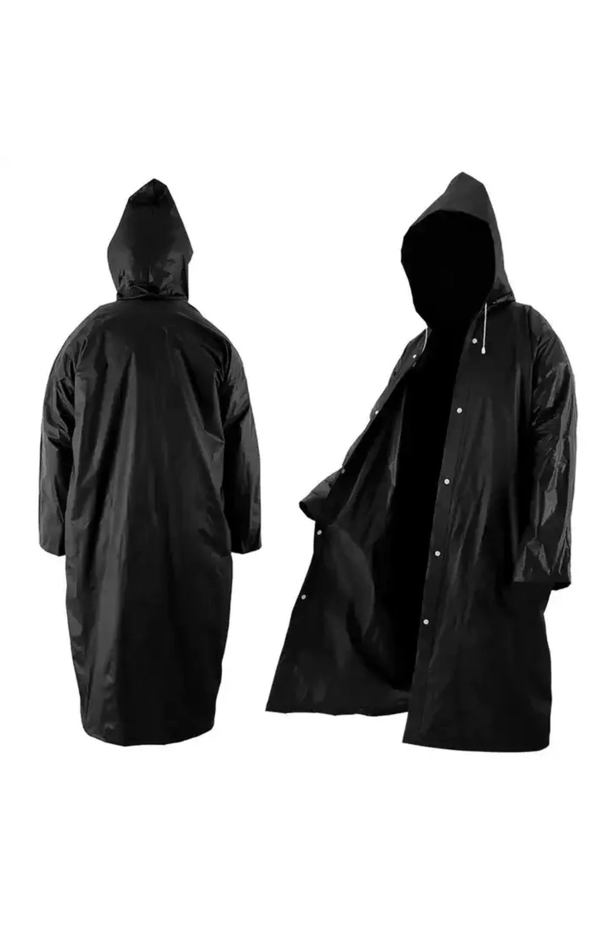 zola Pelerina De Ploaie Cu Gluga, Oversize, Eva, Inchidere Cu Capse, Lungime Totala 140 X 68 Cm,negru - Standard