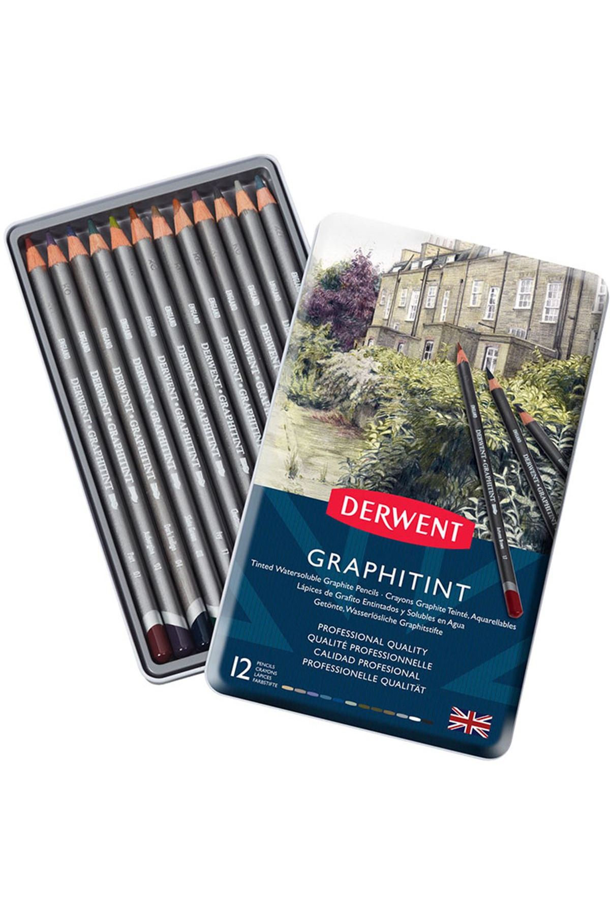 Derwent GRAPHİTİNT KURUBOYA 12 RENK METAL KUTU SET