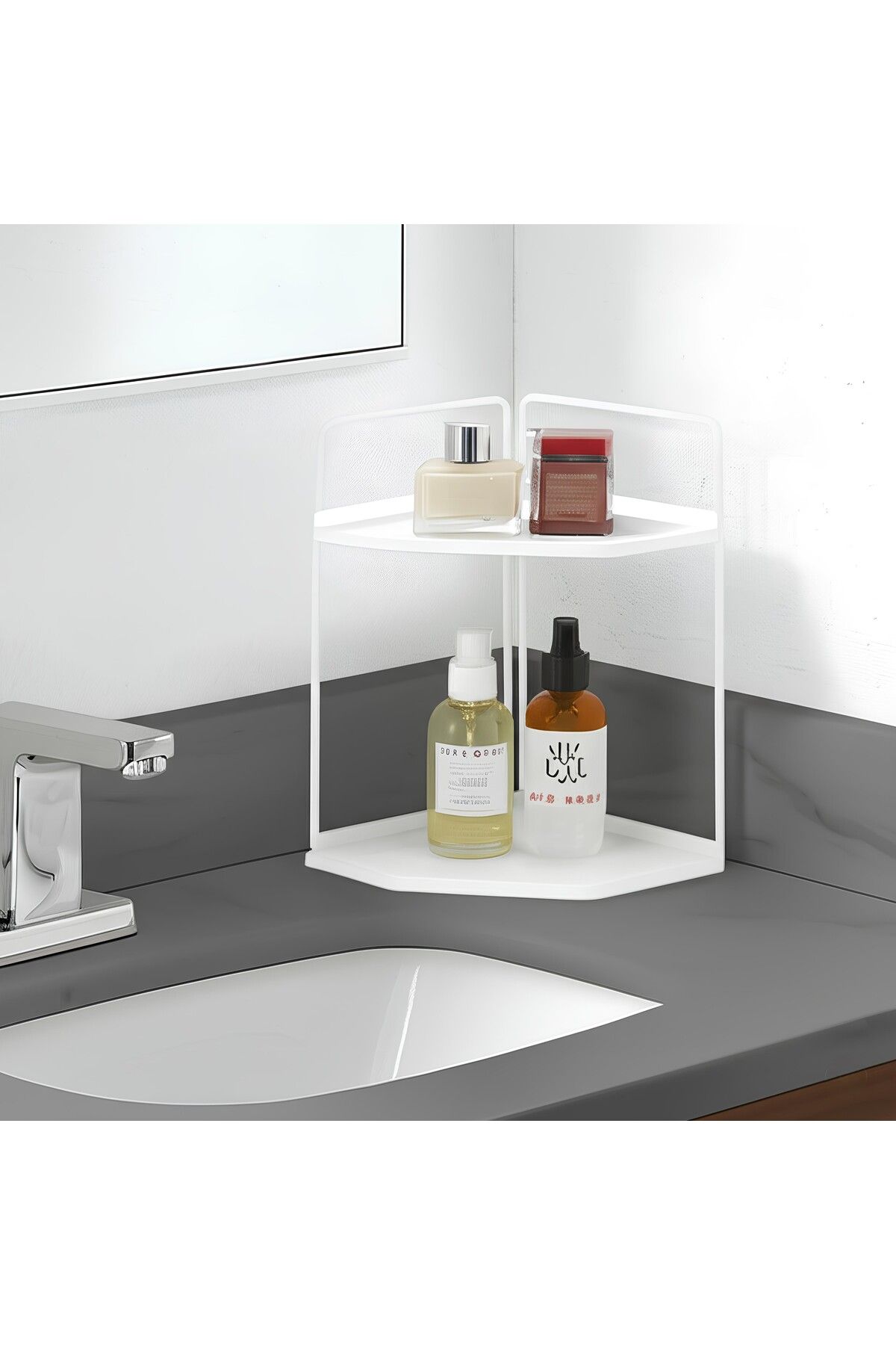 Okay Dekoratif Ahşap Organizer | Paslanmaz Çelik Organizer – Mutfak, Banyo, Salon, Çalışma Masası