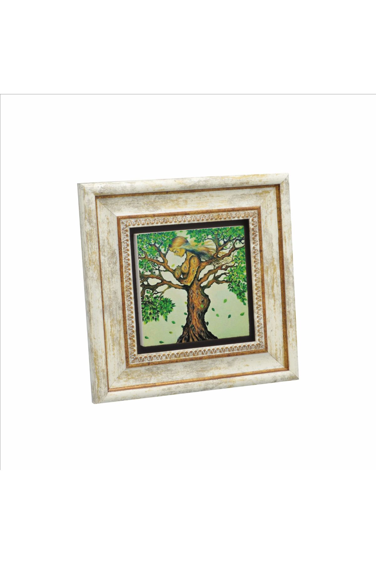 Sadrazam Ağaç Kadın Baskılı Doğaltaş Tablo (20 X 20 KRG-148)