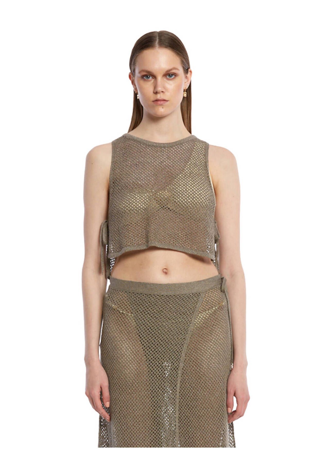 Knitss Haki Beachwear Triko Üst