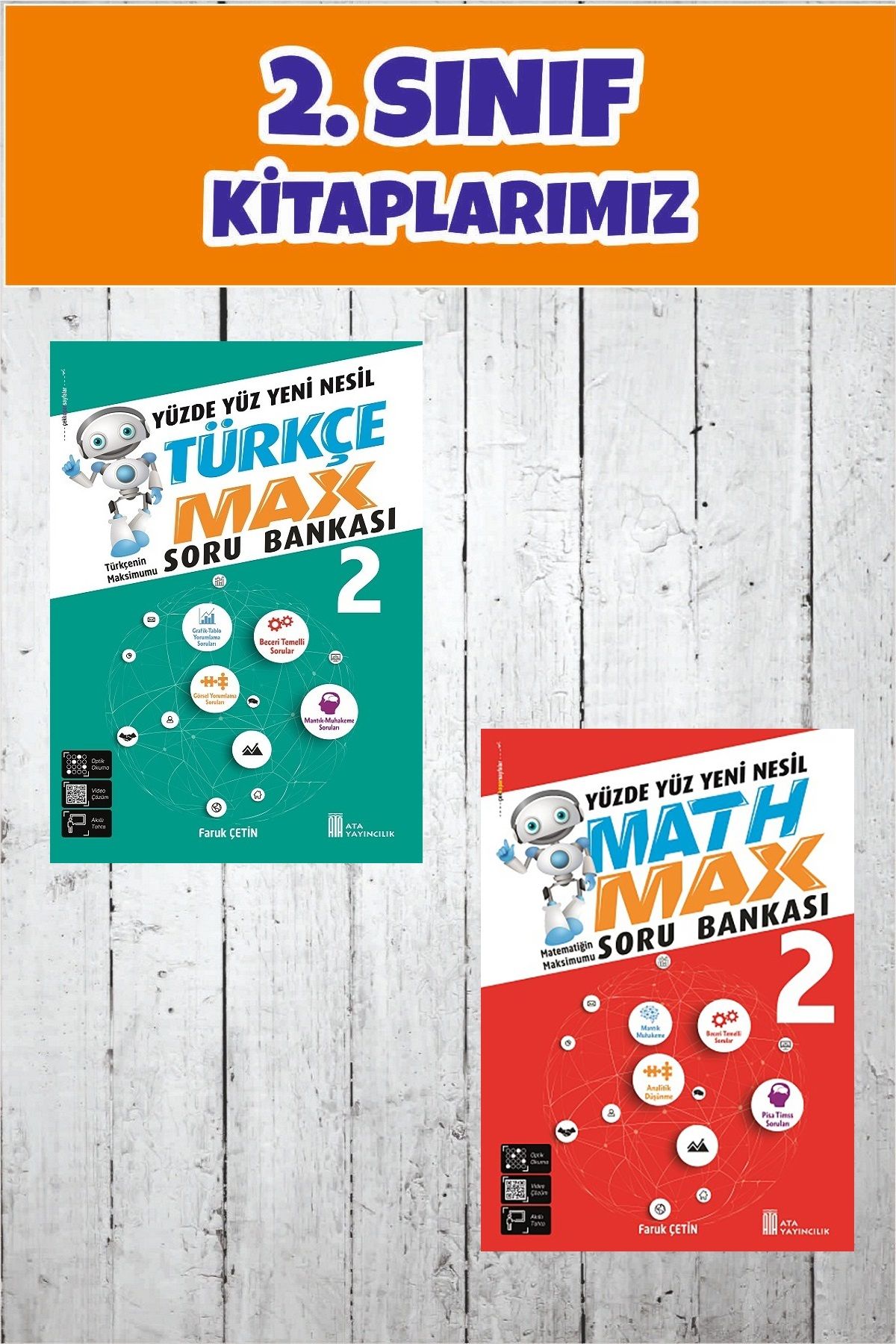 Ata Yayıncılık 2.Sınıf Yüzde Yüz Yeni Nesil Türkçe Max + Math Max Soru Bankası