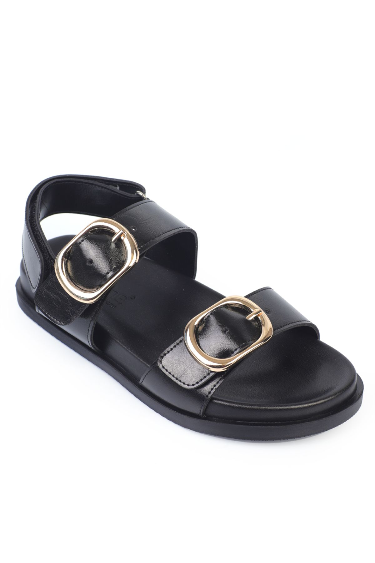 Capone Outfitters Marie Çift Metal Tokalı Düz Topuklu Kadın Sandalet