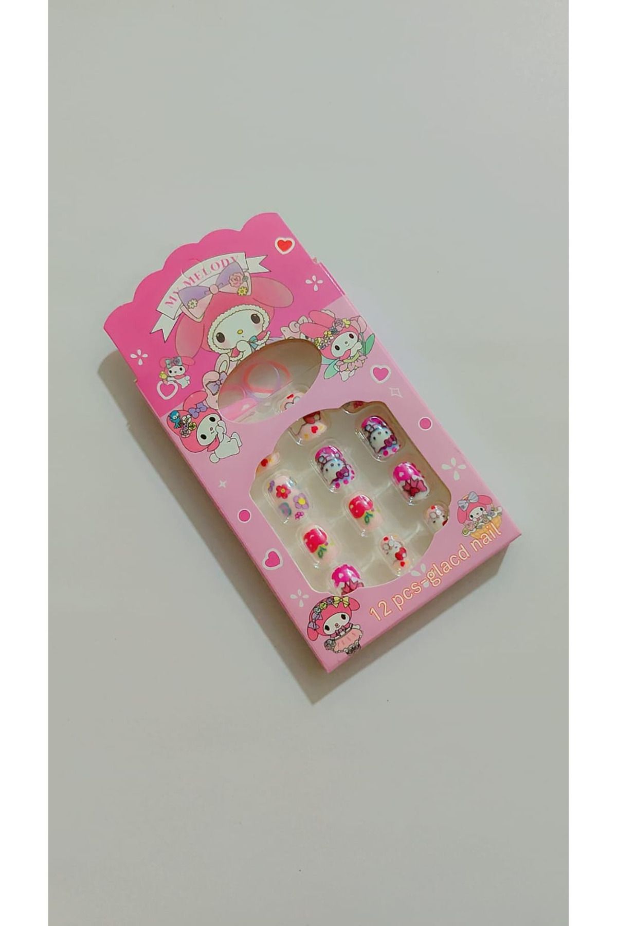 bellanova kuromi hello kitty jelatin Yapışkanlı Çocuk Taşlı Karışık Renk 12'li Takma Tırnak çoklu paket