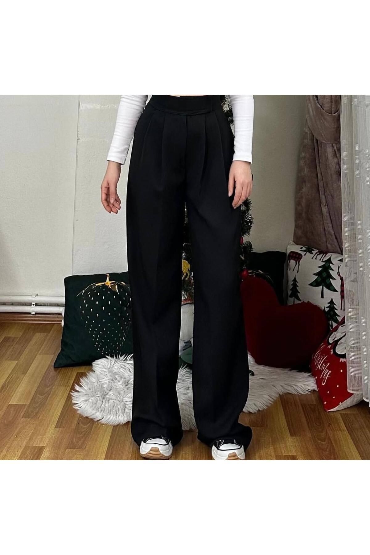ALREMİYA Kadın Cırtlı Model Pallazzo Pantalon