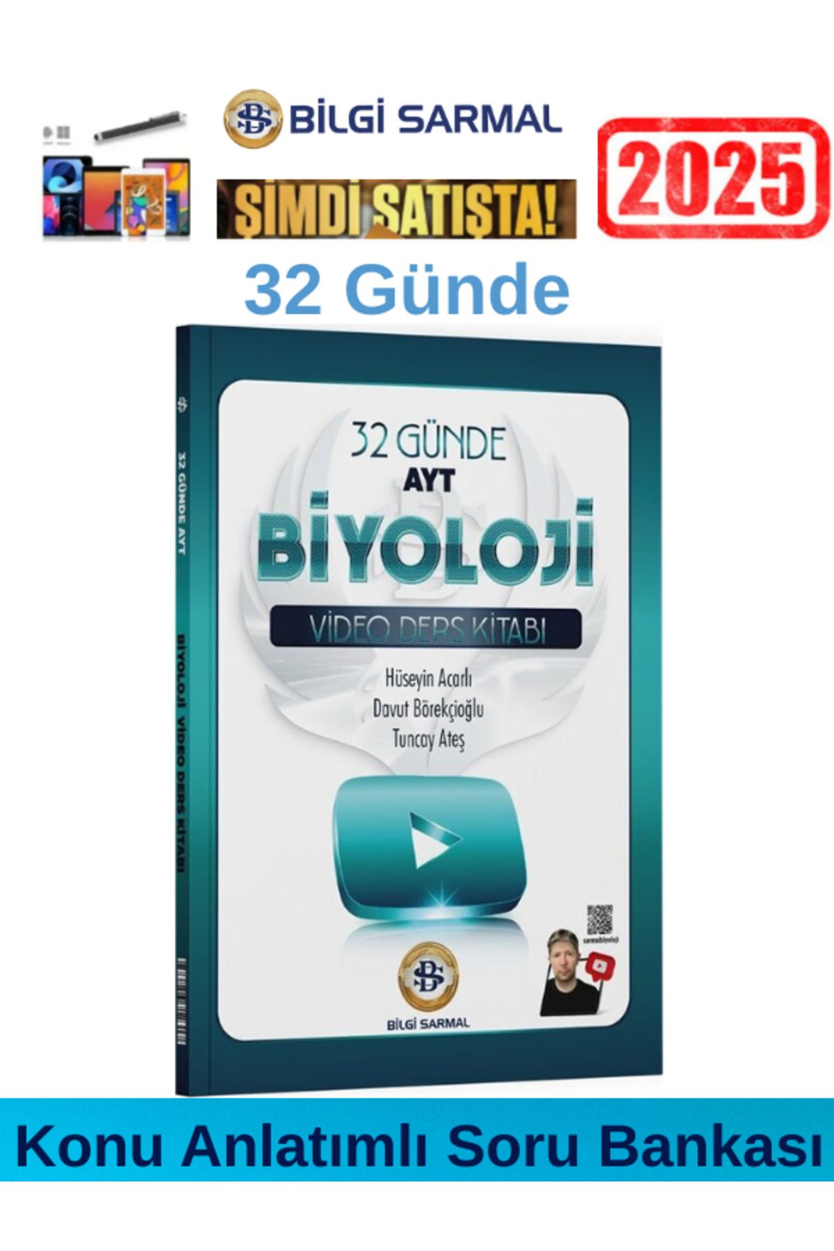 Bilgi Sarmal Yayınları 2025 32 Günde Ayt Biyoloji Video Ders Kitabı+Android Kalem(Konu Anlatımlı Soru Bankası)