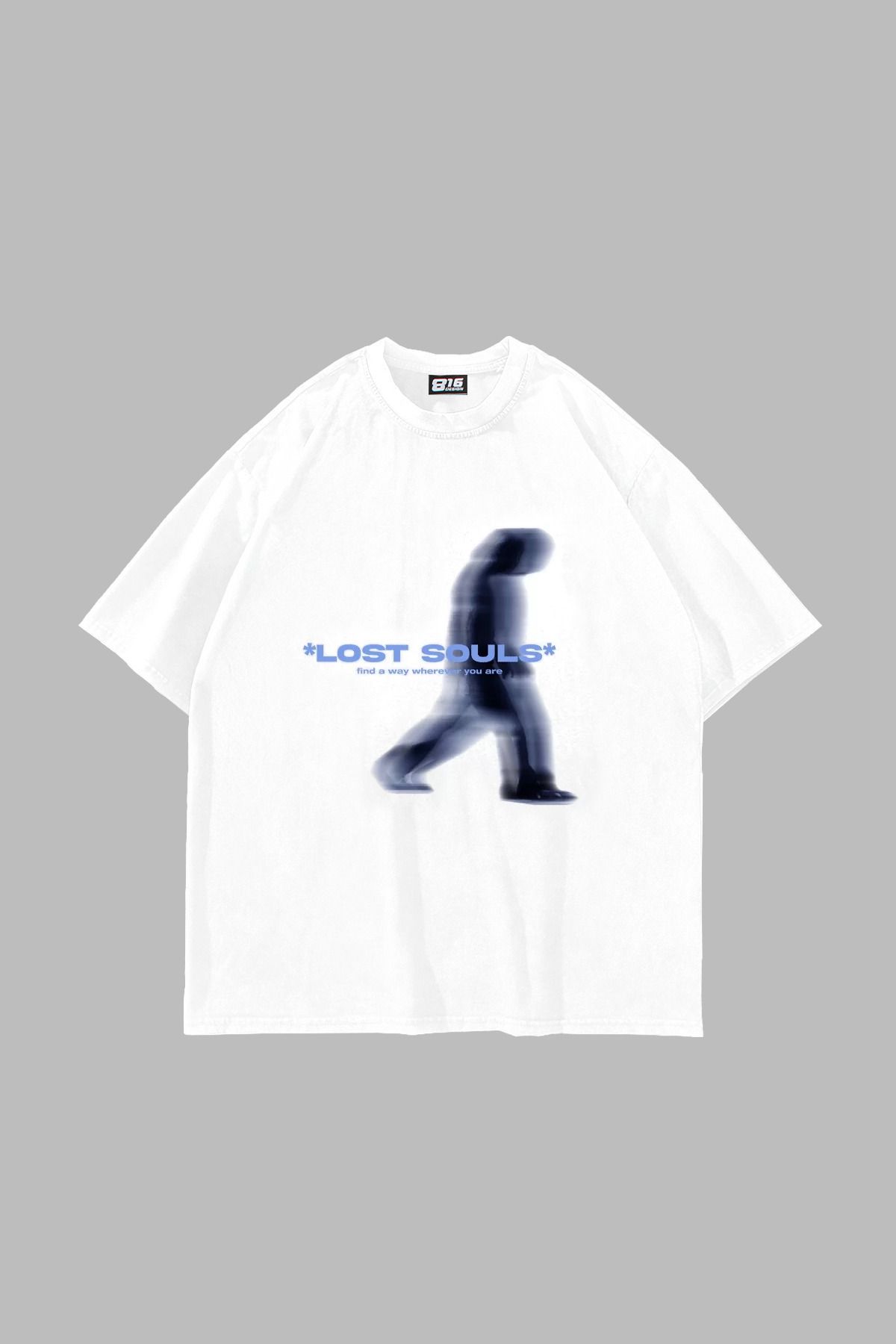 ACTIVE MODA Lost Souls Baskılı Beyaz Unisex Oversize Tshirt
