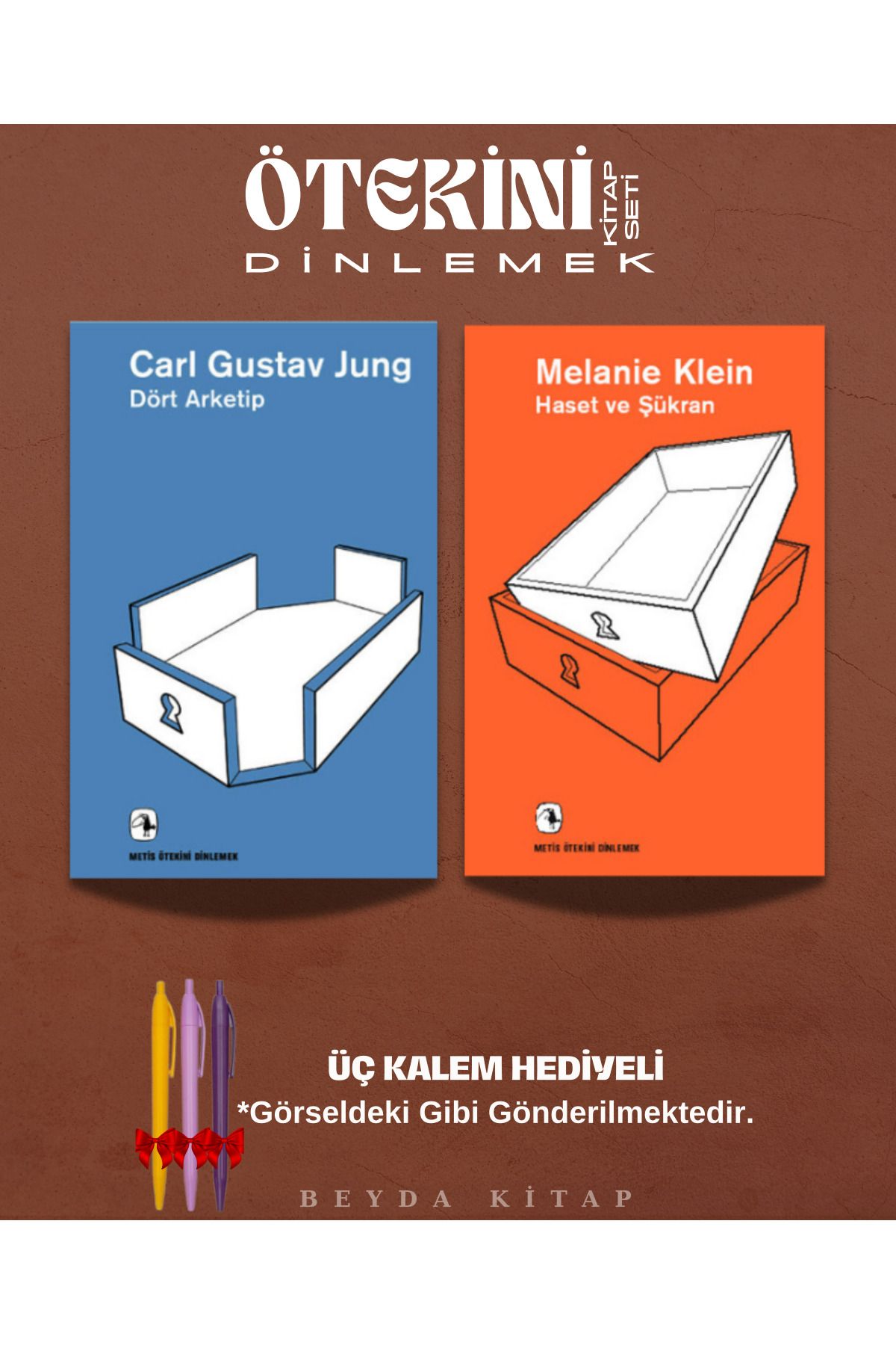 Metis Yayınları Dört Arketip - Haset ve Şükran - Carl Gustav Jung - Üç Kalem Hediyeli - (2 Kitap Set)