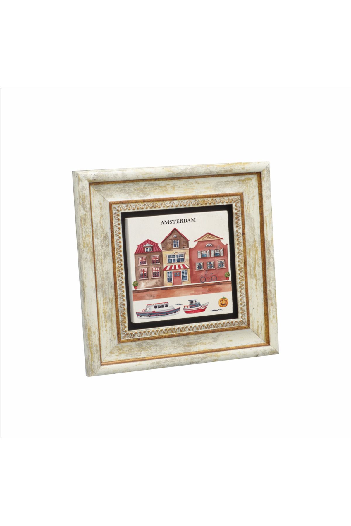 Sadrazam Amsterdam Görseli Baskılı Doğaltaş Tablo (20 X 20 KRG-18)