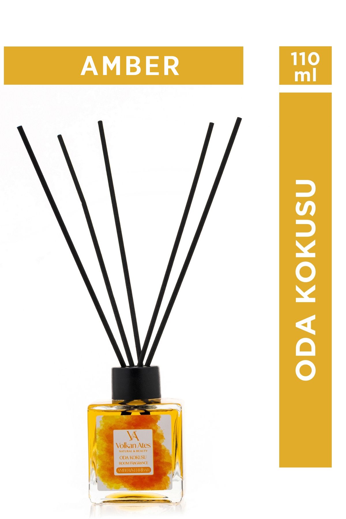 Volkan Ates Natural & Beauty Bambu Çubuklu Oda Kokusu – Amber 110 ml