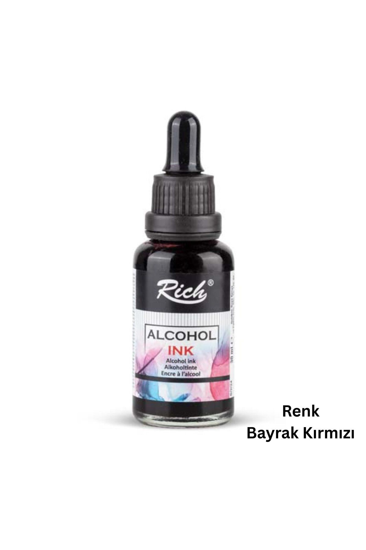roco paper Alkol Bazlı Mürekkep (Alcohol Ink) – 30 Ml, Krapon Çiçek Yapım, DIY Mürekkebi, Bayrak Kırmızı