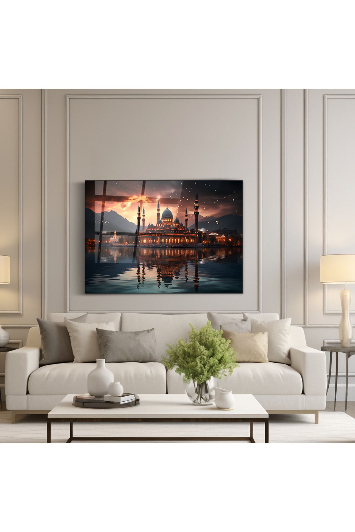 PoyKilArt Cam Tablo - Camii İslamiyet Maneviyat - Duvar dekorasyonu - Ofis dekorasyonu - Duvar tablosu - YT