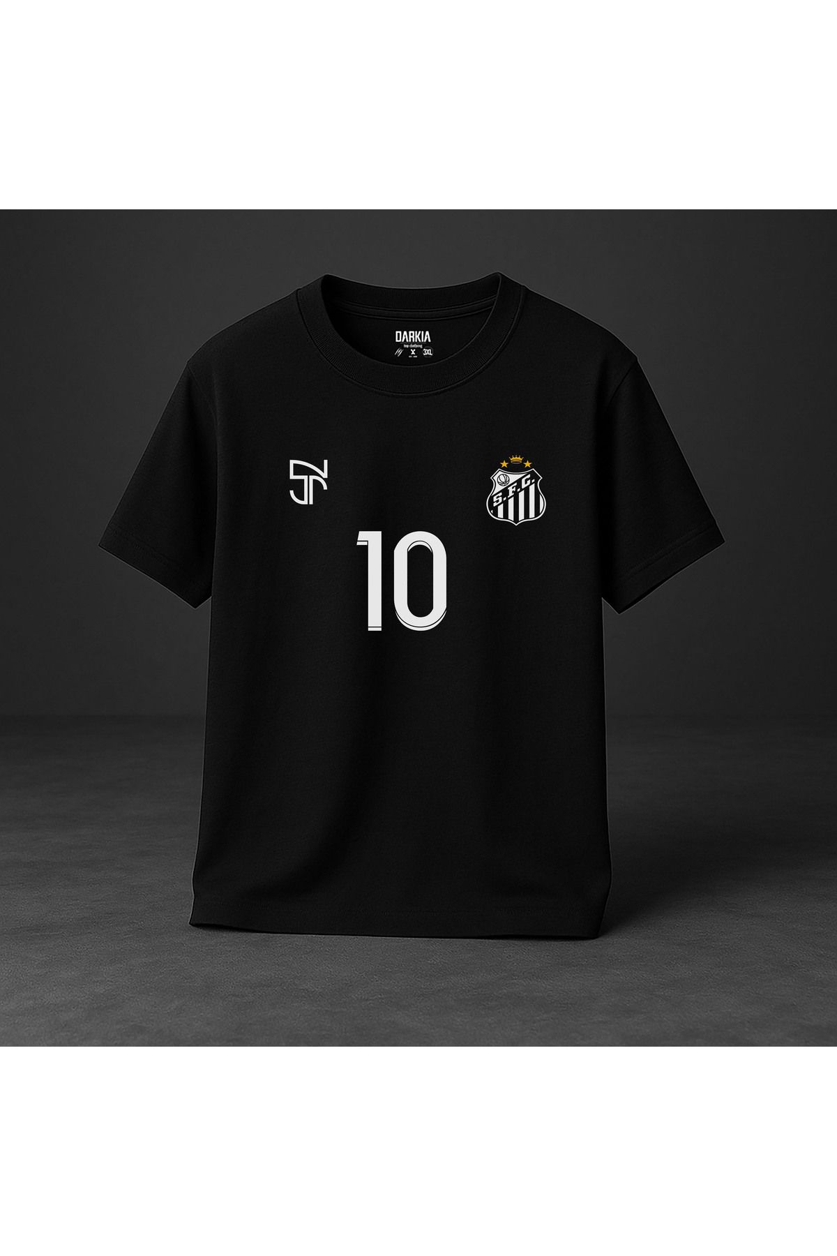 Darkia Futbolcu Neymar JR Baskılı Bisiklet Yaka Çocuk Yetişkin Siyah Tişört T-shirt