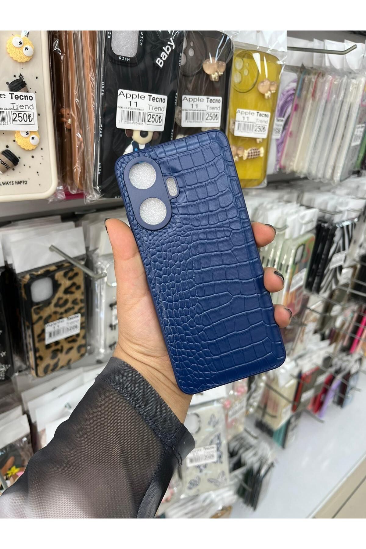 TECNOTREND REALME C55 Dokulu Yüzey Çekmeye Dayanıklı Cep Telefon Kılıfı Pu Deri Kaplamalı Yumuşak