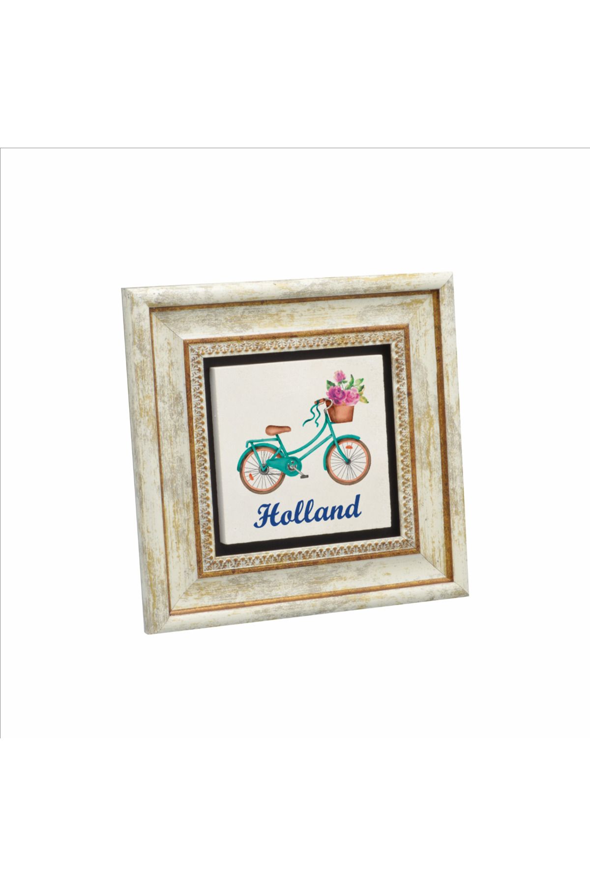Sadrazam Hollanda Bisklet Görseli Baskılı Doğaltaş Tablo (20 X 20 KRG-30)