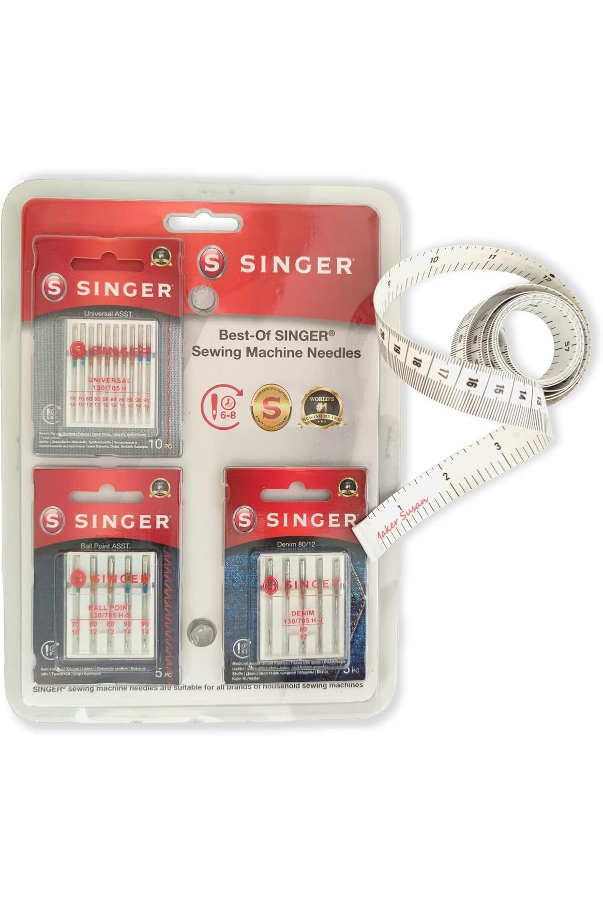 DERİK KADROĞLU Susan Singer Best of Dikiş Makinesi İğne Seti, Evrensel, Bilyalı ve Denim İğneler Ö