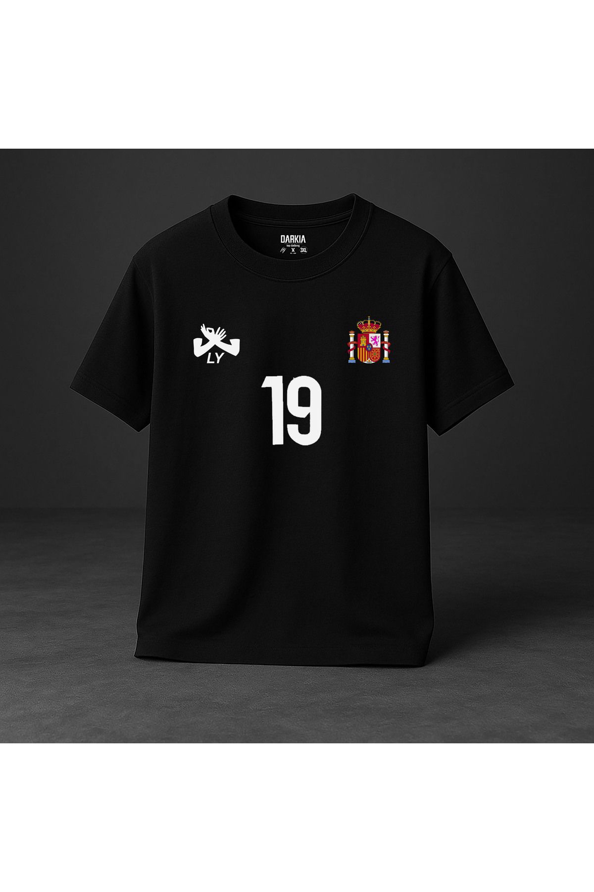sielta Futbolcu Lamine Yamal Baskılı Bisiklet Yaka Çocuk Yetişkin Siyah Tişört T-shirt