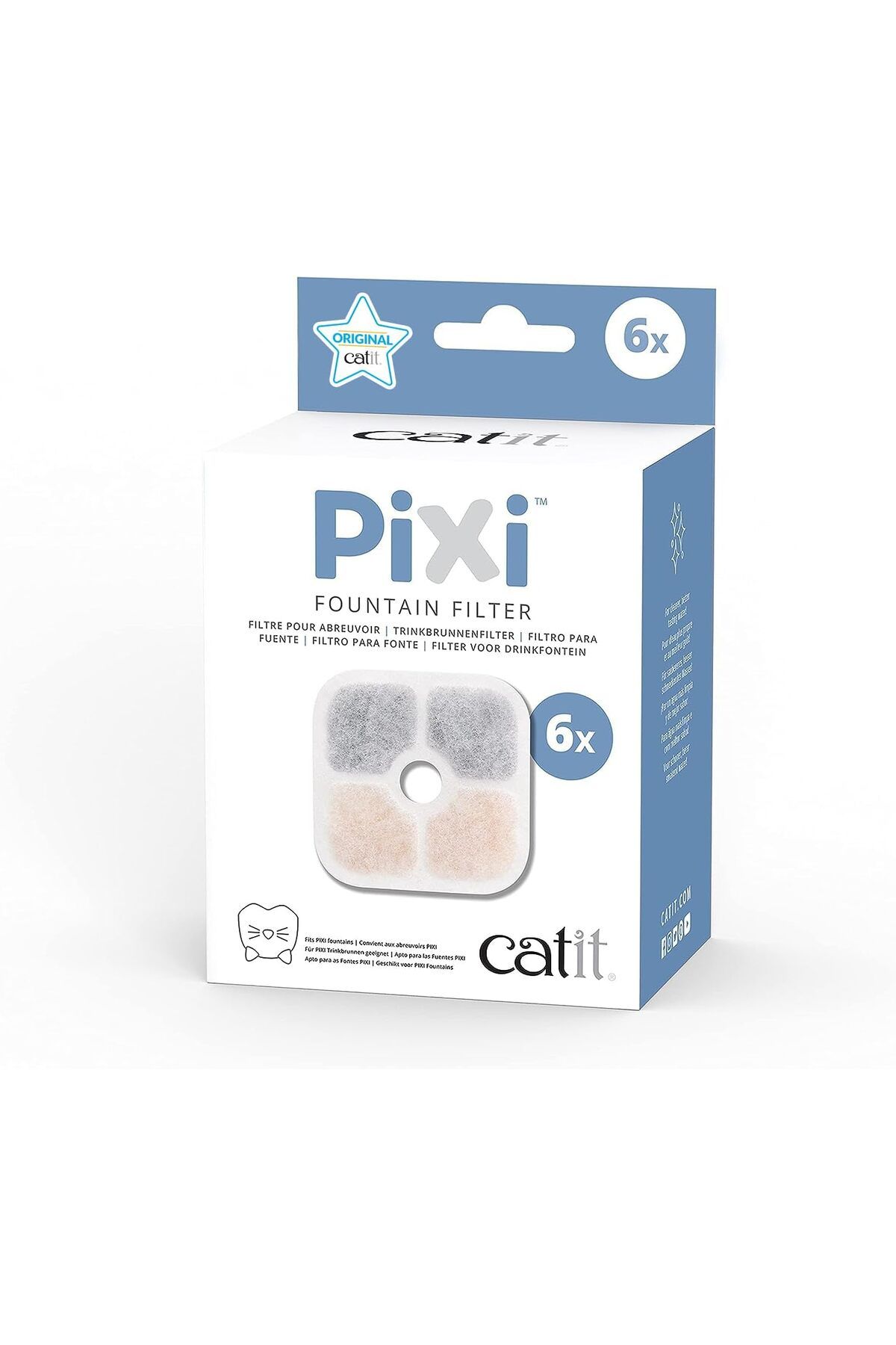 DERİK Simurg 43722 Pixi yedek filtre, Catit Pixi su çeşmesi için içme çeşmesi filtresi, 6'lı paket