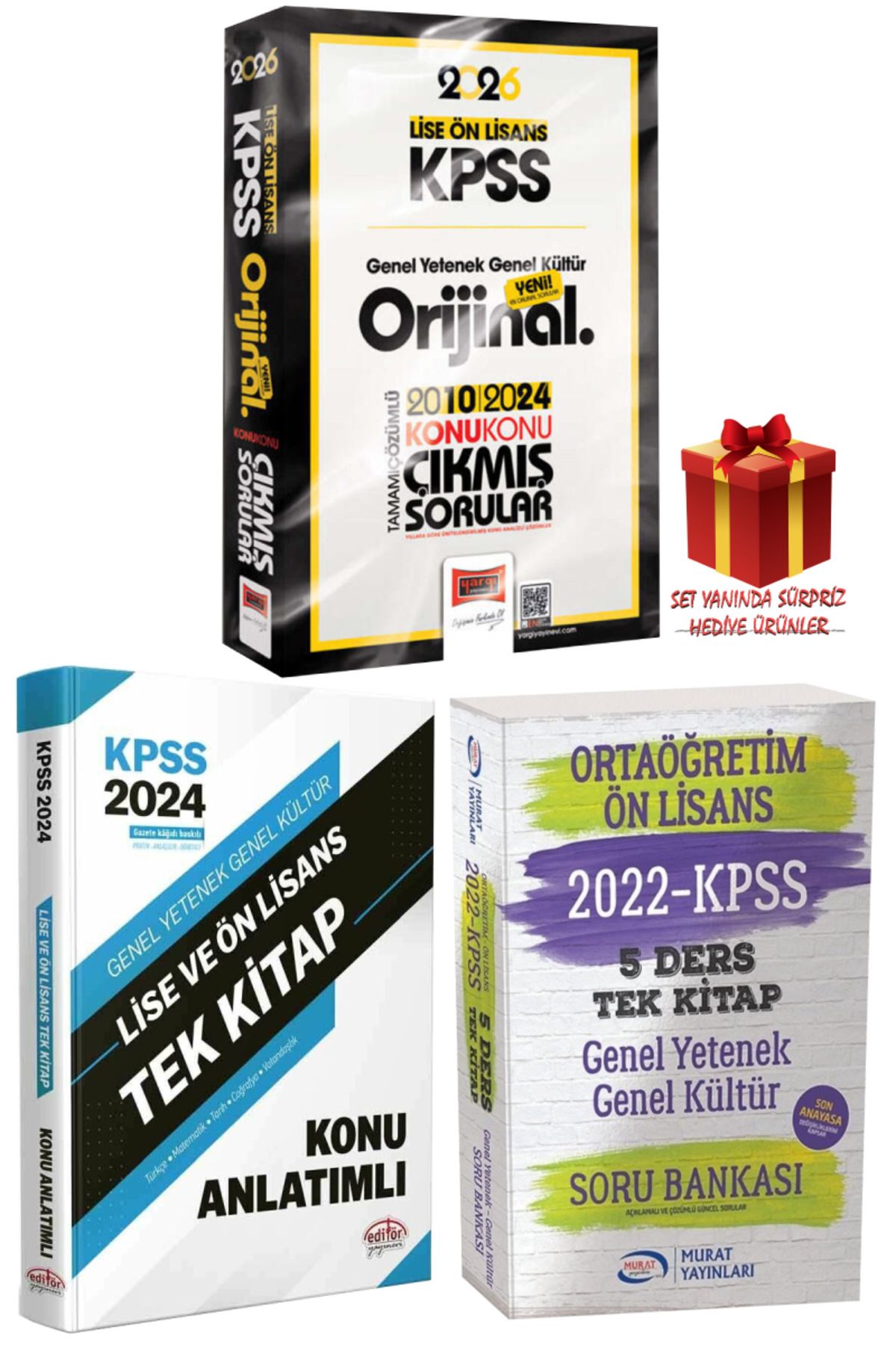 Yargı Yayınları 2026 KPSS Lise-Ön Lisans GYGK Orijinal Çıkmış Sorular 2010-2024+Tek Kitap Konu+Soru Bankası Seti